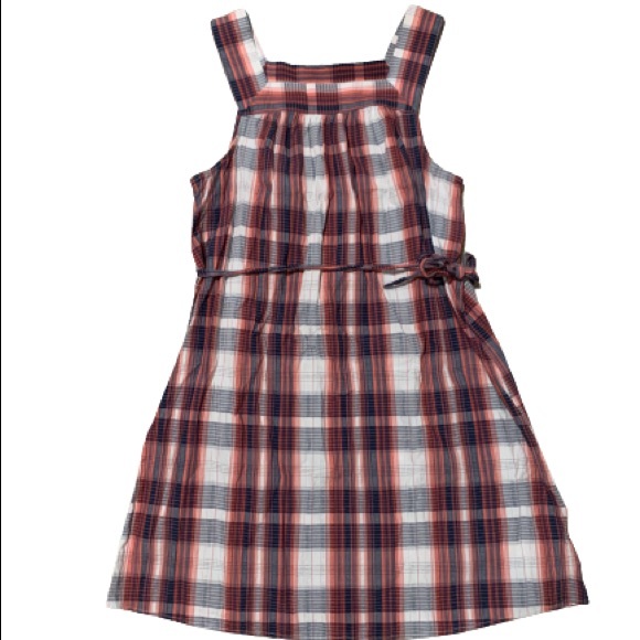 UNIVERSAL THREAD Blue Orange White Plaid Sleeveless Midi Dress Sz L - Picture 7 of 10